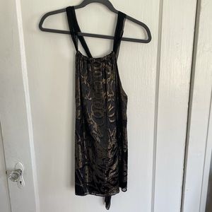 Hale Bob Black & Gold Silk Sleeveless Top